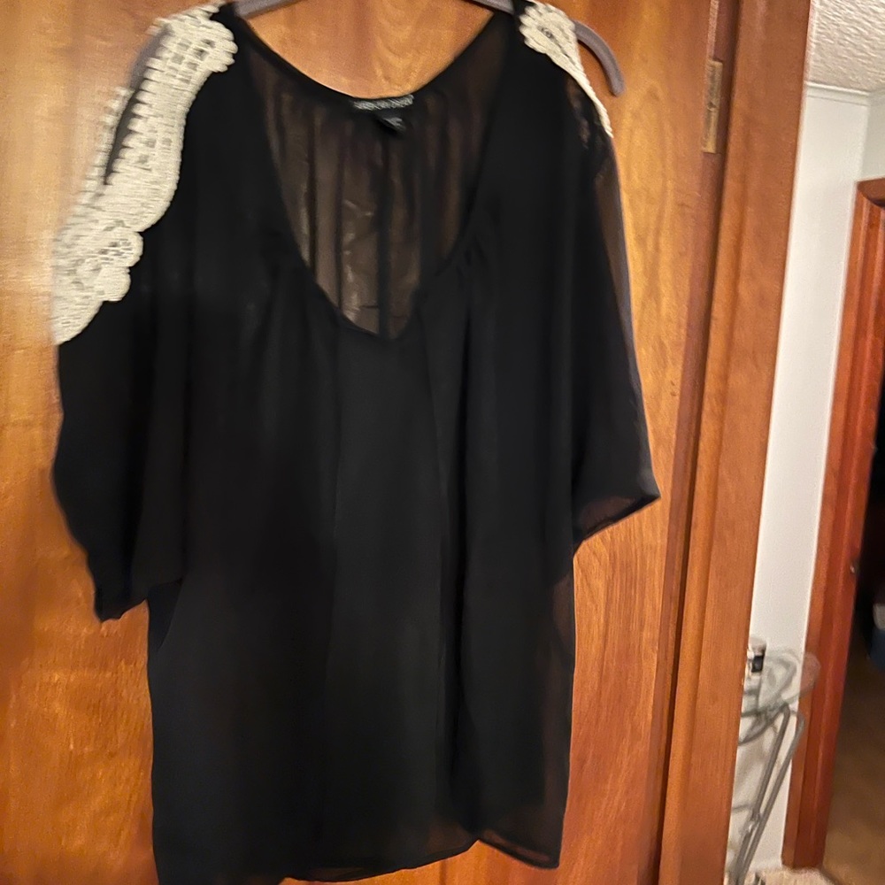 Womens black cold shoulder blouse